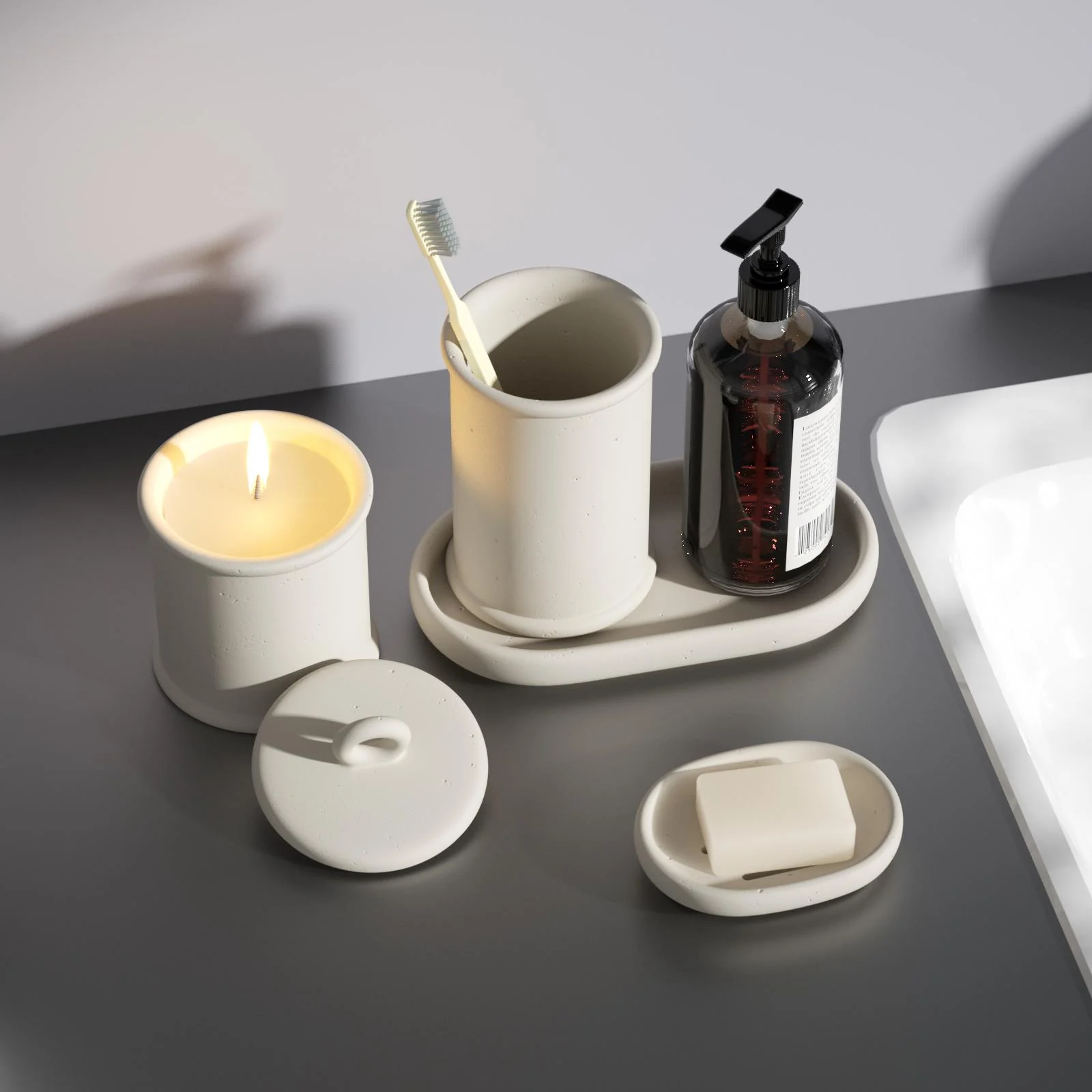 Nicole Concrete 4-Piece Bathroom Set Silicone Mold - Image 7