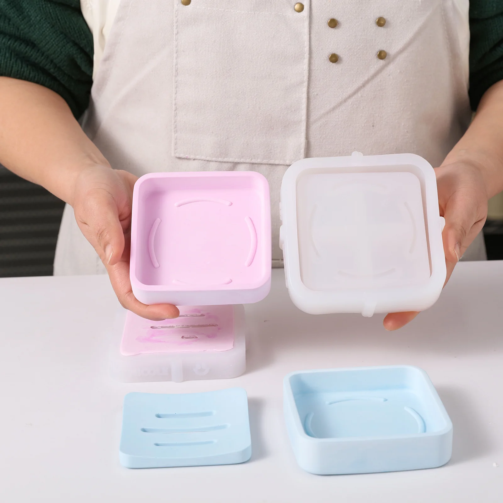 Square Detach & Drain Soap Dish Silicone Mold - Image 3