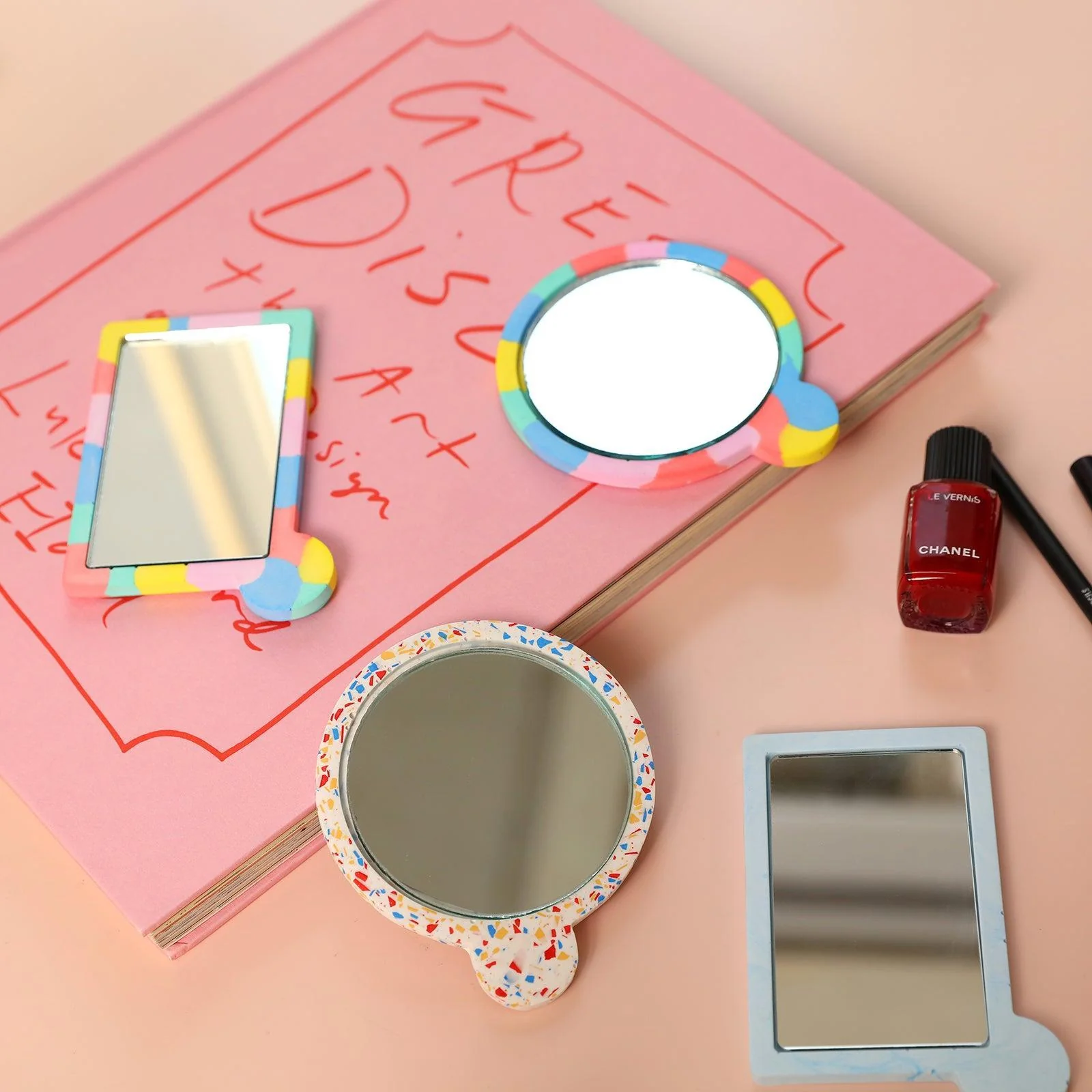 Round Handheld Mirror Mold with Glass - Image 5