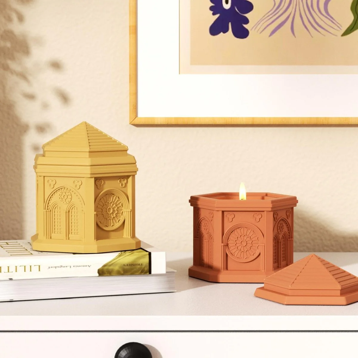 Elegant Gothic Architecture Candle Jar Silicone Mold with 7.5oz Candle Refill Mold - Image 4