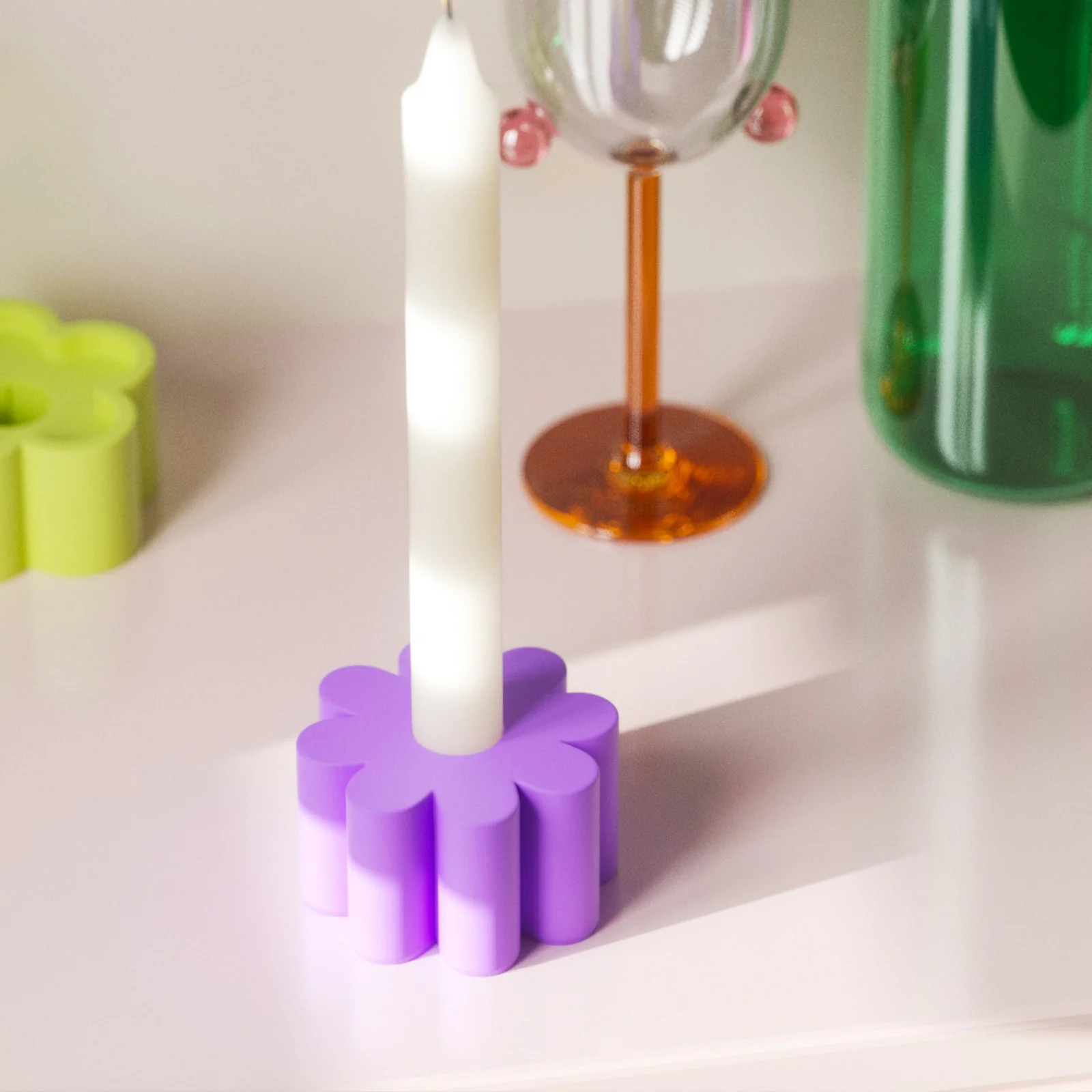 Cute Flower Taper Candle Holder Silicone Mold - Image 4