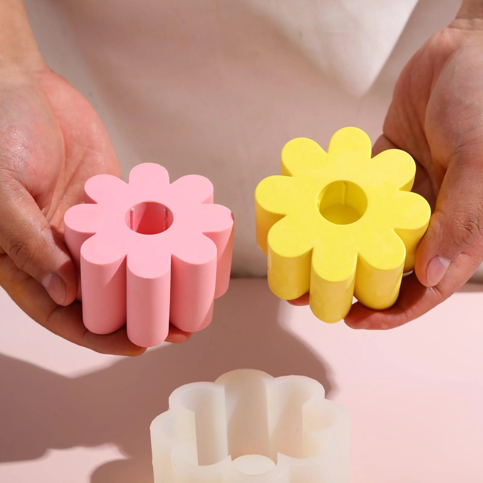 Cute Flower Taper Candle Holder Silicone Mold - Image 5