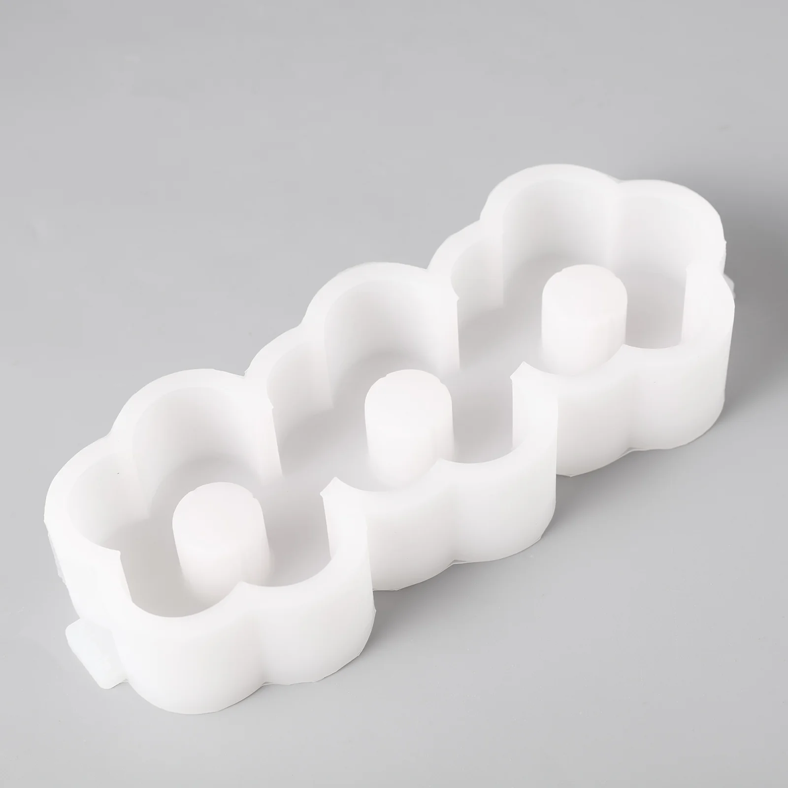3-Holes Cute Flower Taper Candle Holder Silicone Mold - Image 8