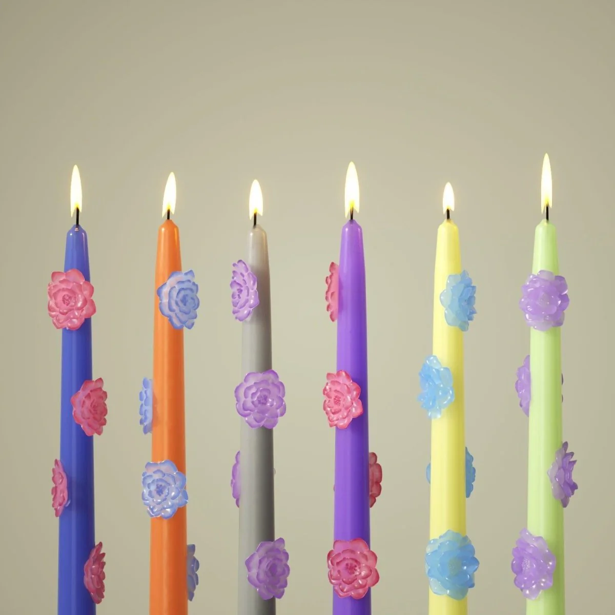 BLOSSOM Taper candle Camellia Mists Fade - Set of 2 Lavender & Silver-Long Version - Image 7
