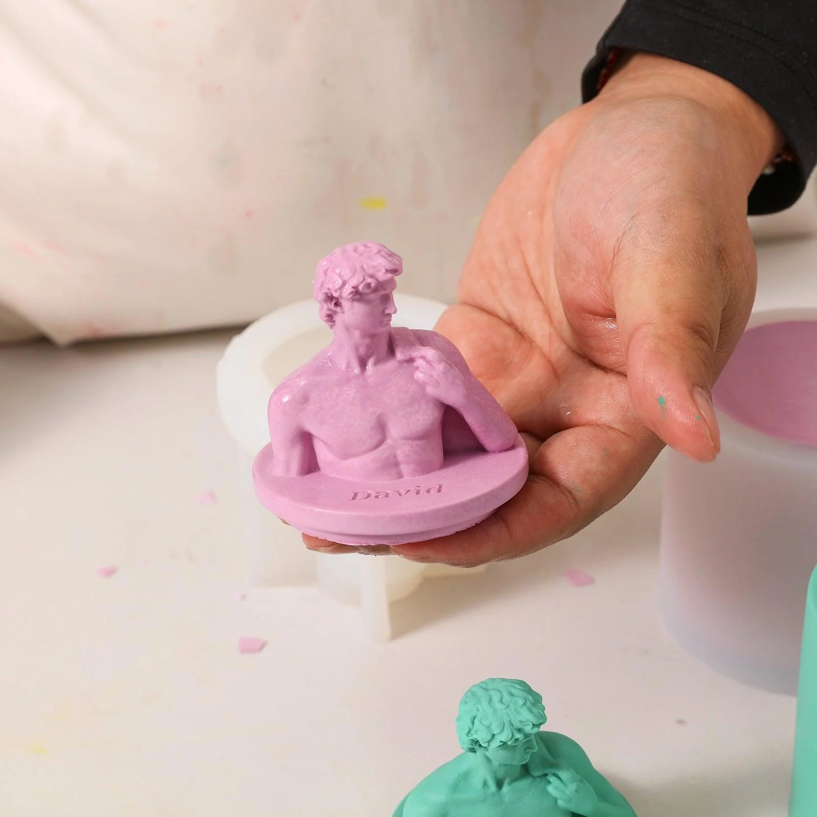 Mythology Sculptures DAVID Concrete Candle Jar Silicone Mold - Image 3