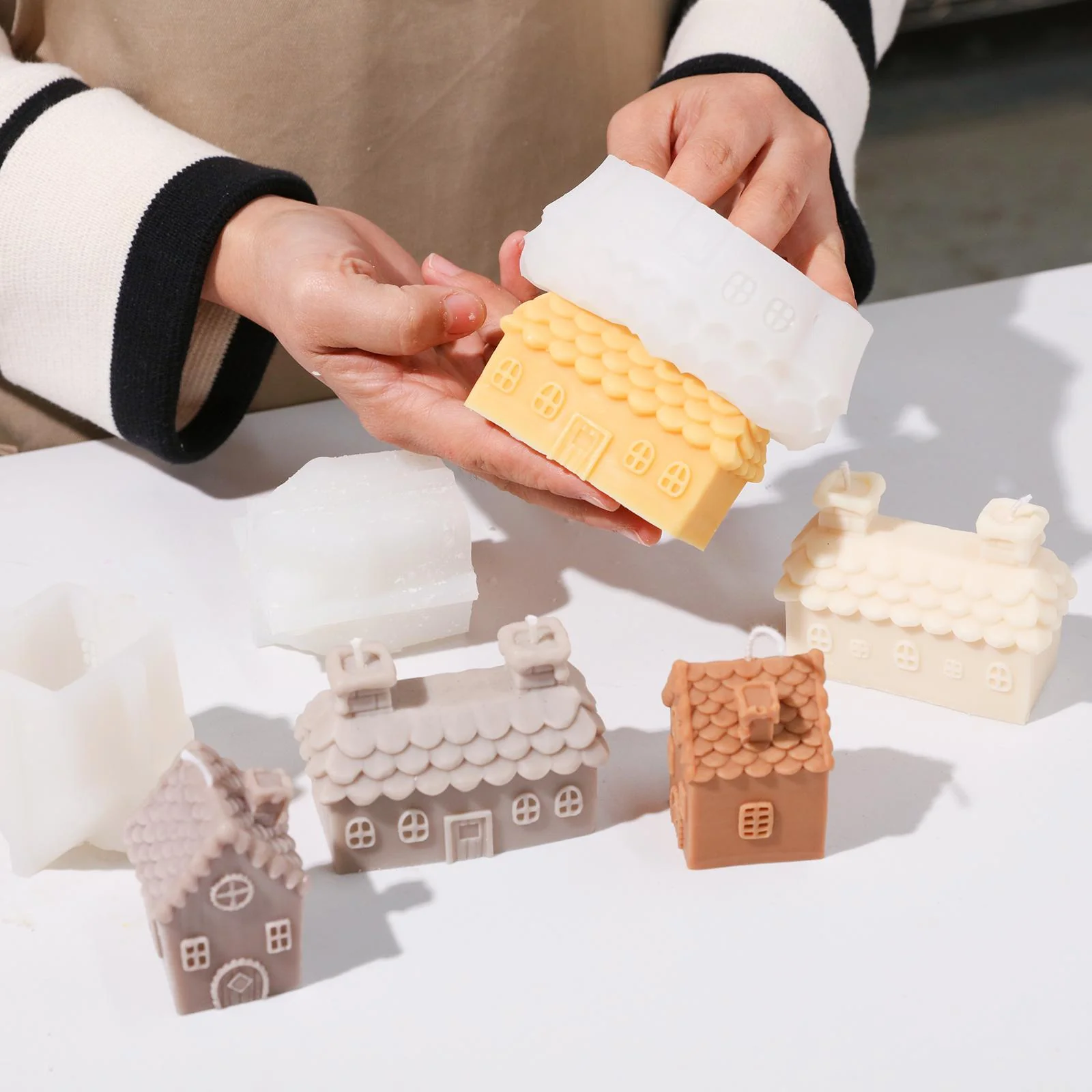 Cozy Miniature Dwelling House Candle Collection Silicone Mold - Image 3