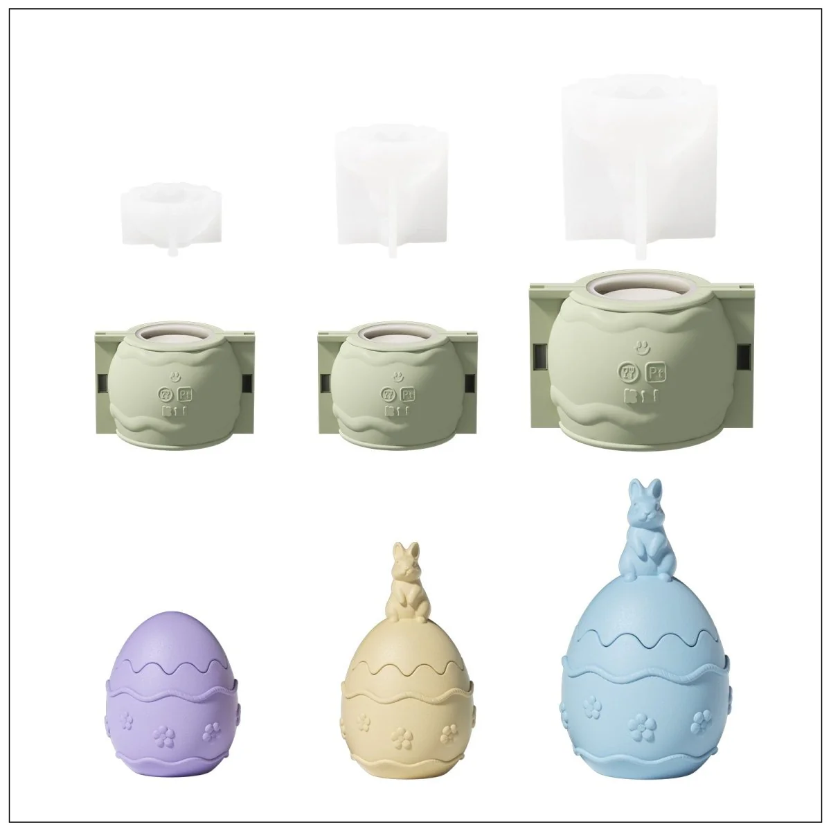 Blooming Bunny-Topped Easter Egg Candle Jar Silicone Mold Collection - Image 15