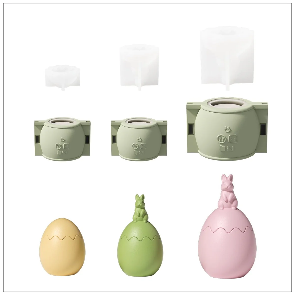 Hoppity Bunny-Topped Easter Egg Candle Jar Silicone Mold Collection - Image 15
