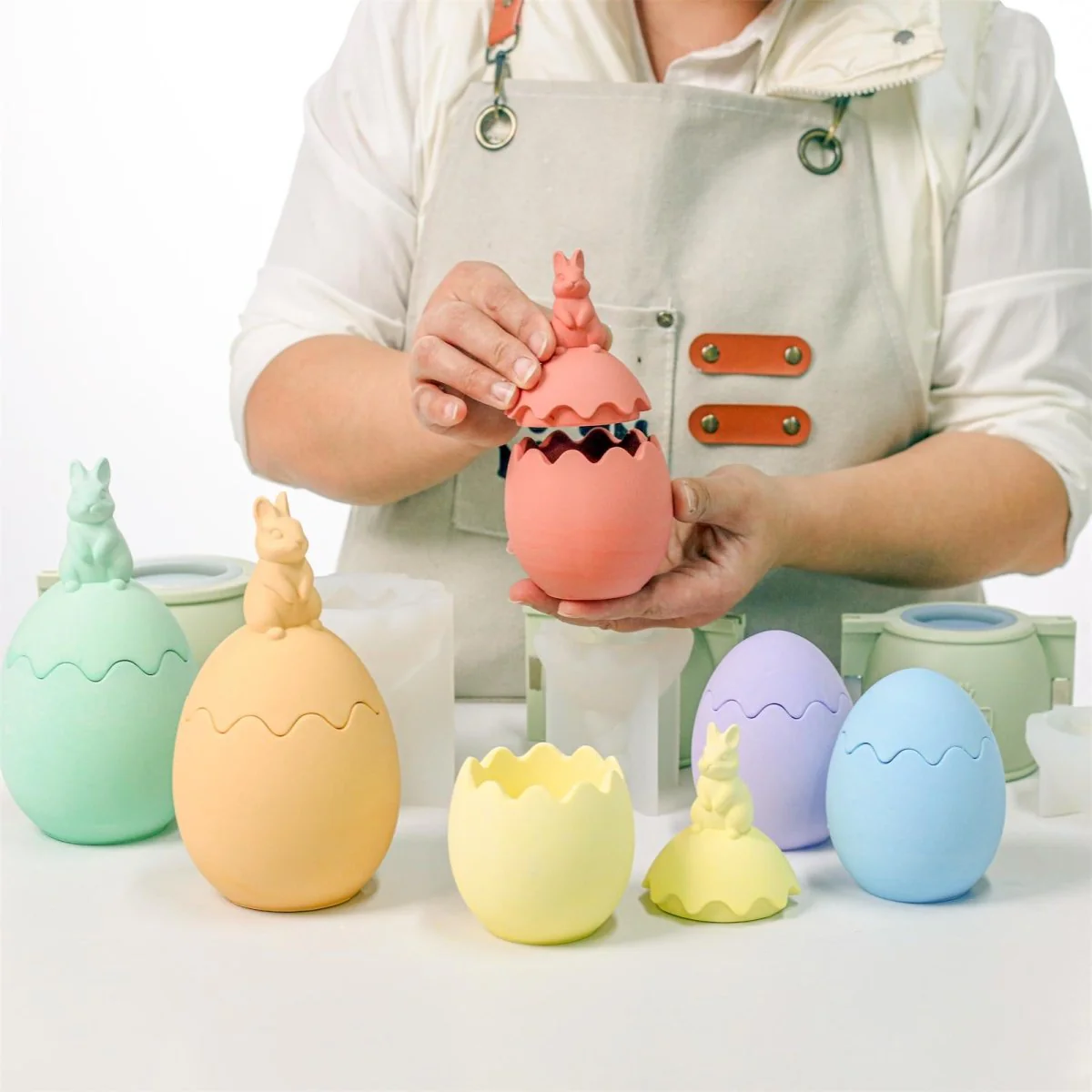 Hoppity Bunny-Topped Easter Egg Candle Jar Silicone Mold Collection - Image 2