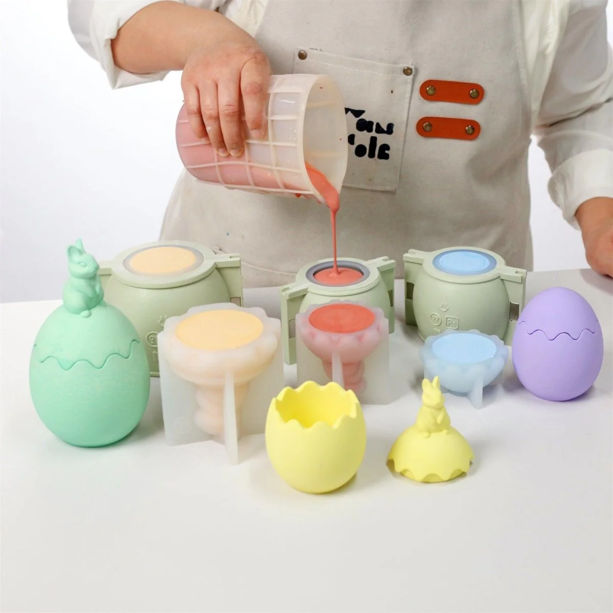 Hoppity Bunny-Topped Easter Egg Candle Jar Silicone Mold Collection - Image 3