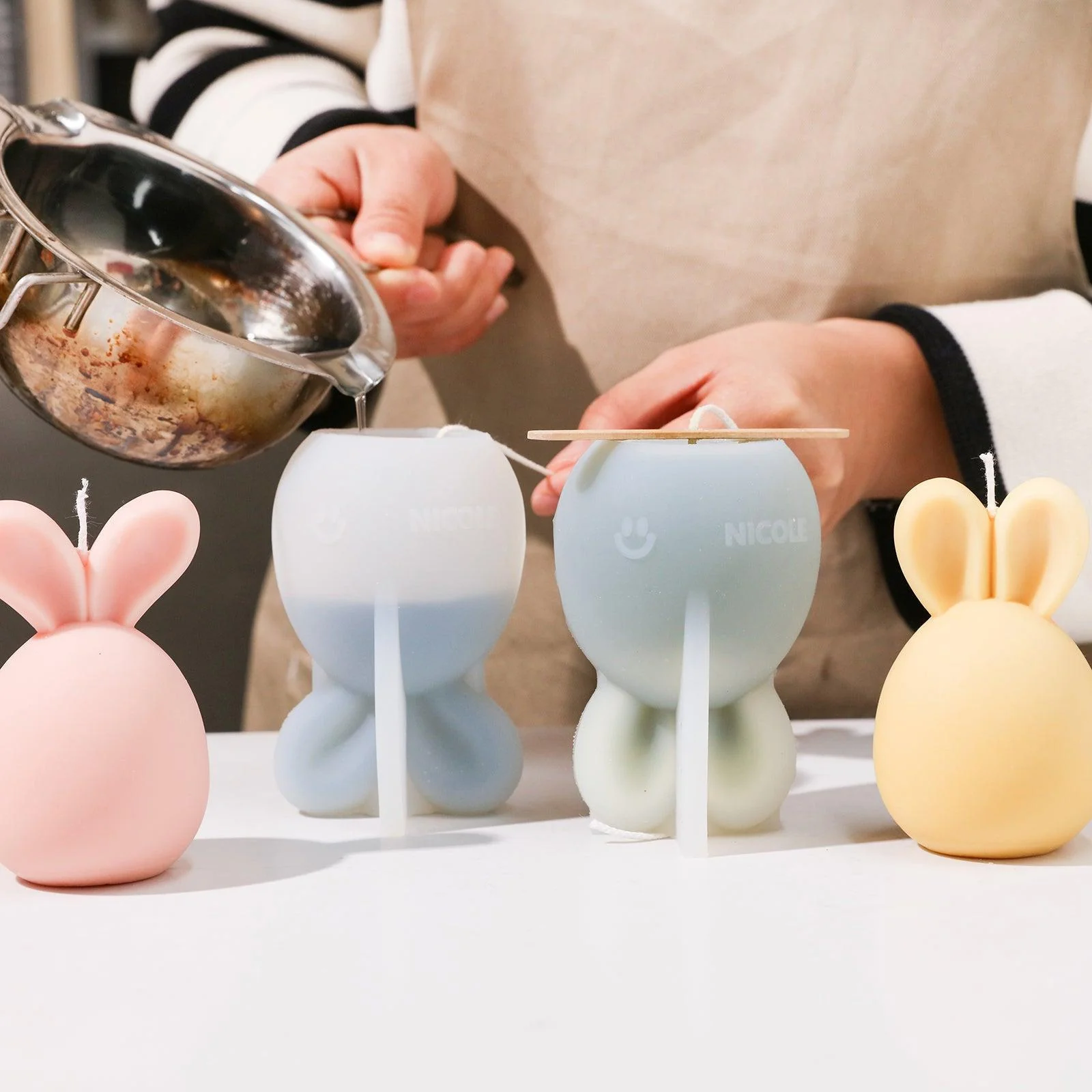 Hoppy Bunny- Eared Easter Egg Candle Silicone Mold - Image 2