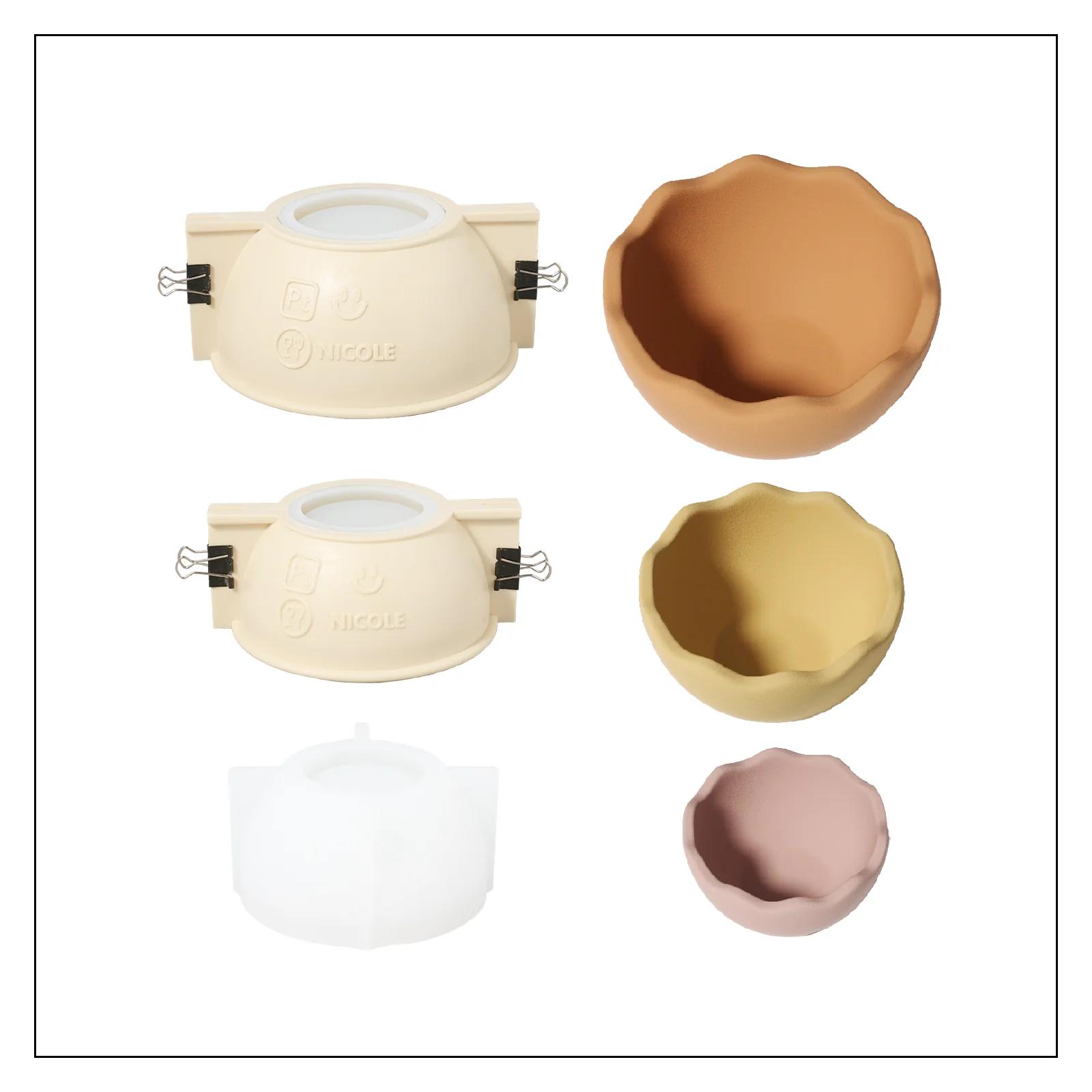 Eggshell Shaped Round Bowl Collection Silicone Mold - Image 13