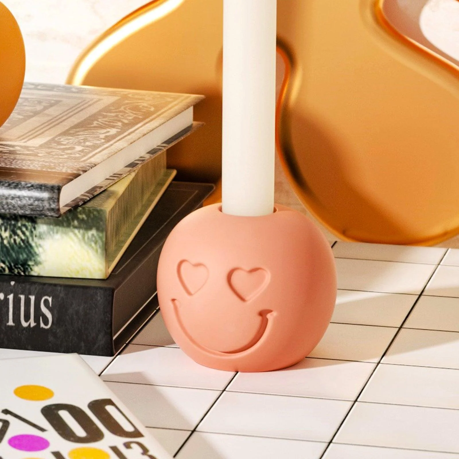 Heart-eyed Face Taper Candle Holder Silicone Mold - Image 4