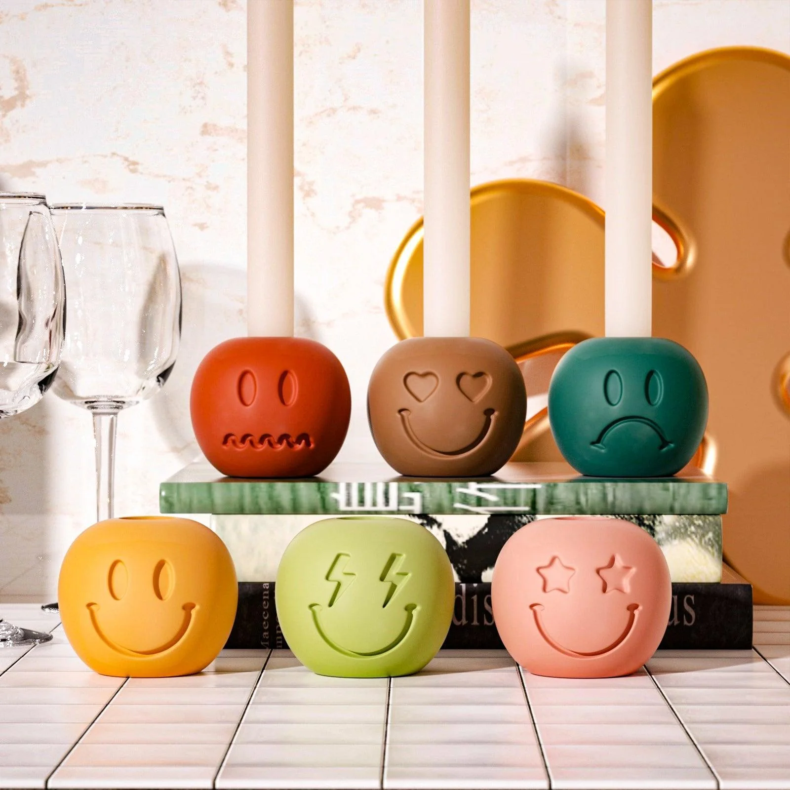 Heart-eyed Face Taper Candle Holder Silicone Mold - Image 7