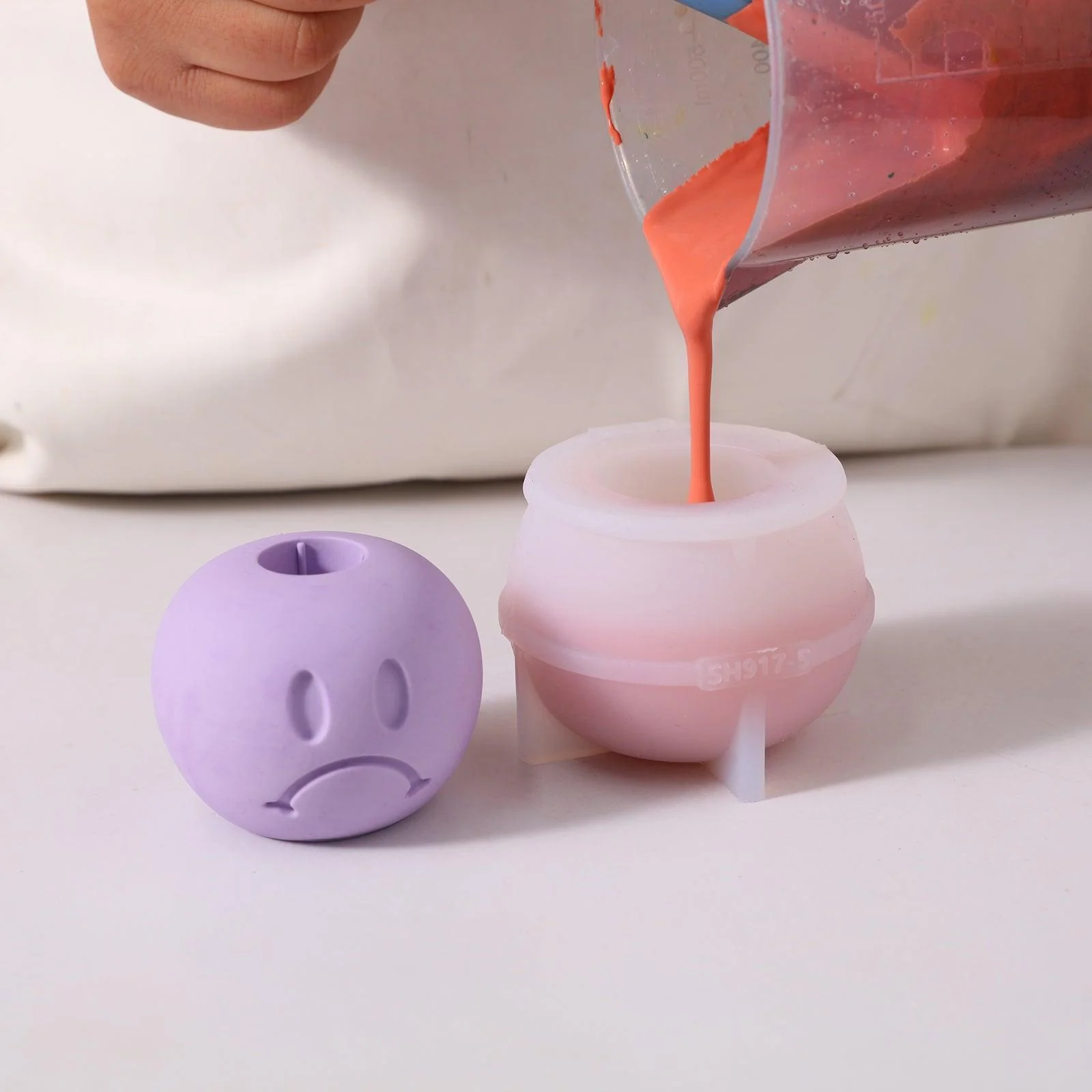 Sad Face Taper Candle Holder Silicone Mold - Image 3