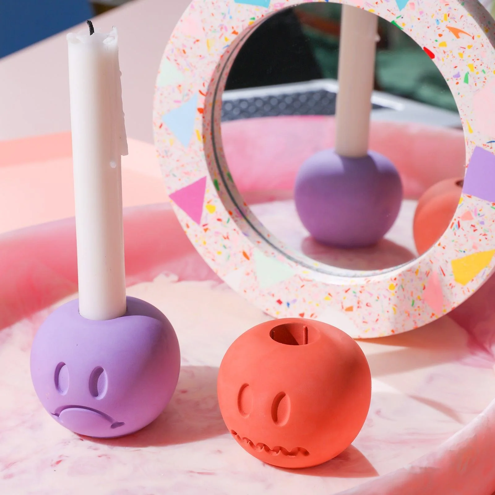 Sad Face Taper Candle Holder Silicone Mold - Image 5