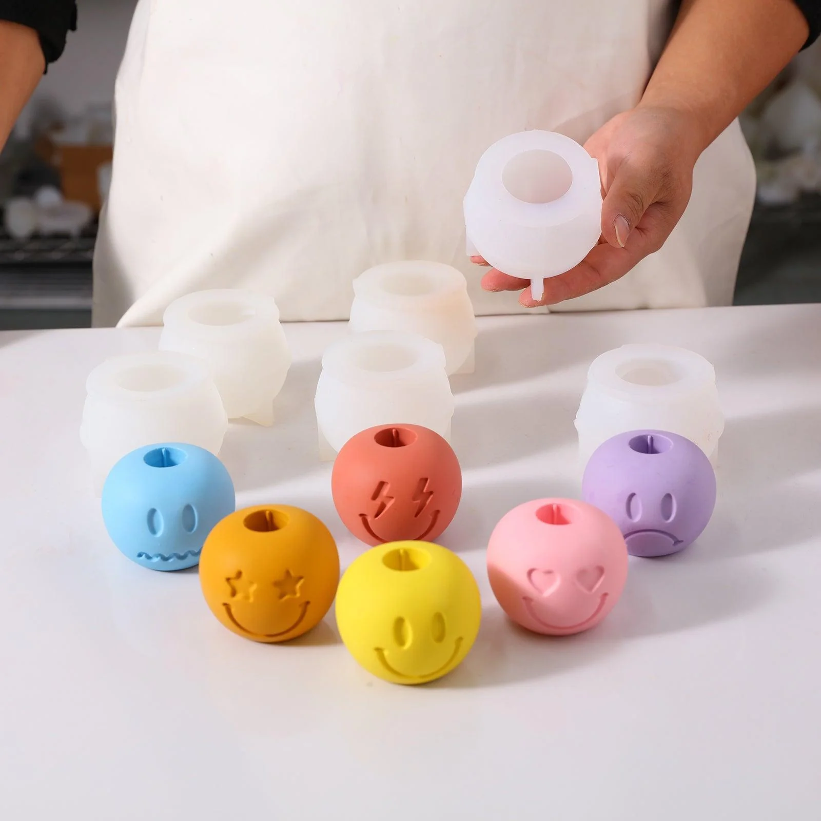 Sad Face Taper Candle Holder Silicone Mold - Image 7