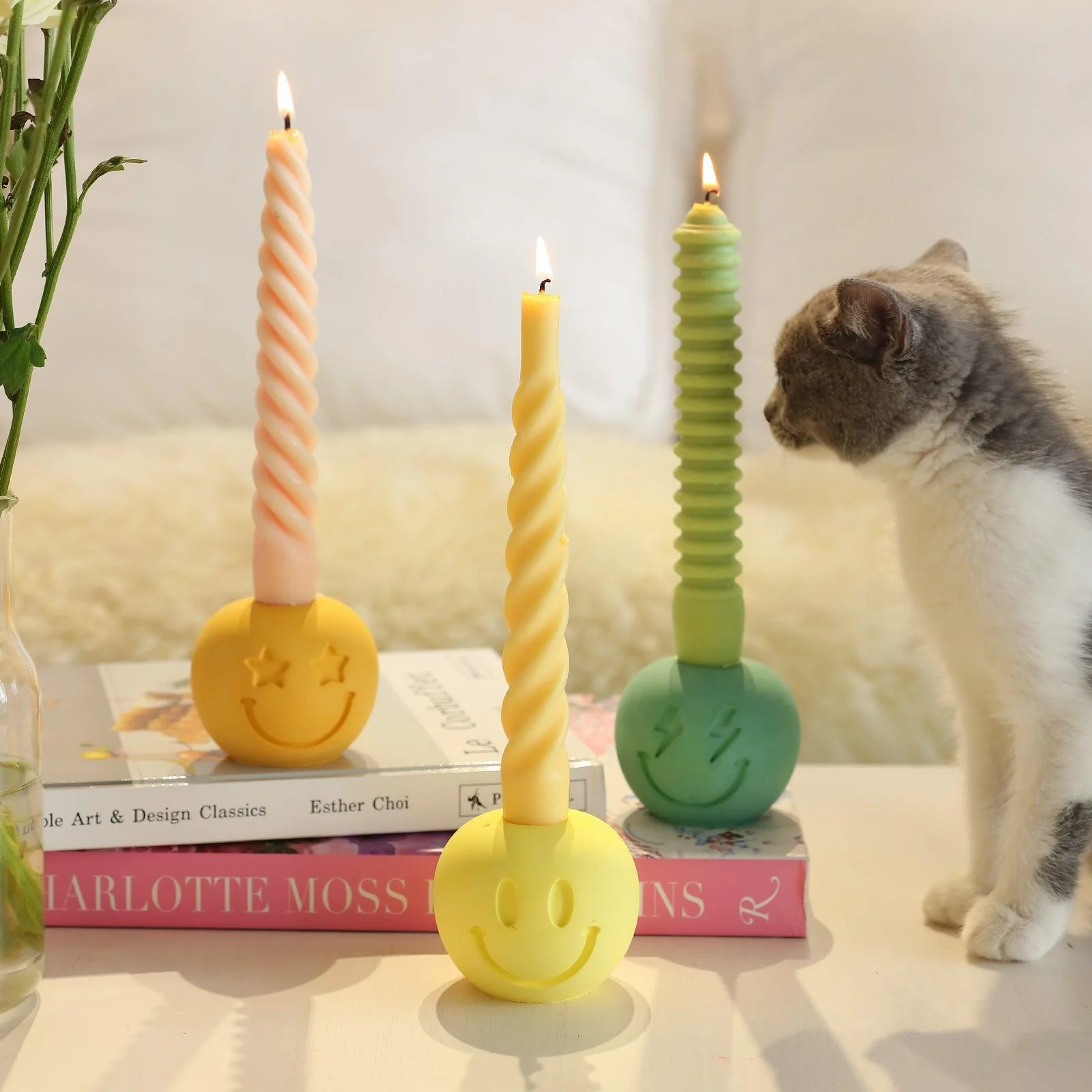 Smile Face Taper Candle Holder Silicone Mold - Image 4
