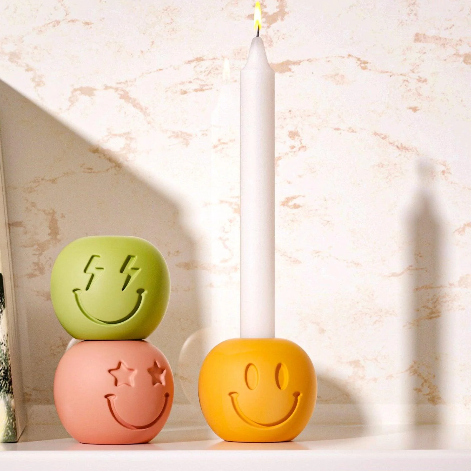 Smile Face Taper Candle Holder Silicone Mold - Image 6