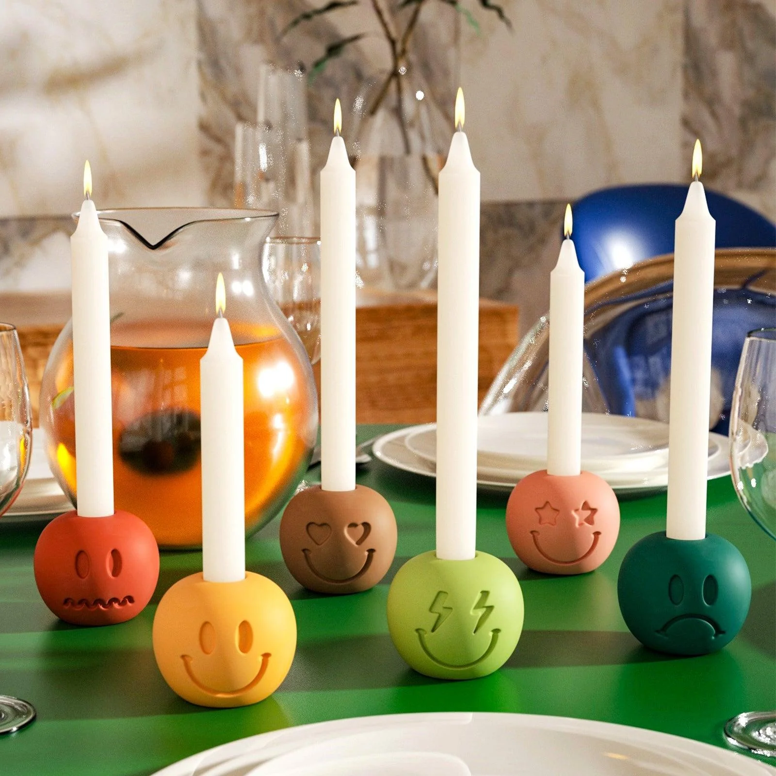 Smile Face Taper Candle Holder Silicone Mold - Image 7