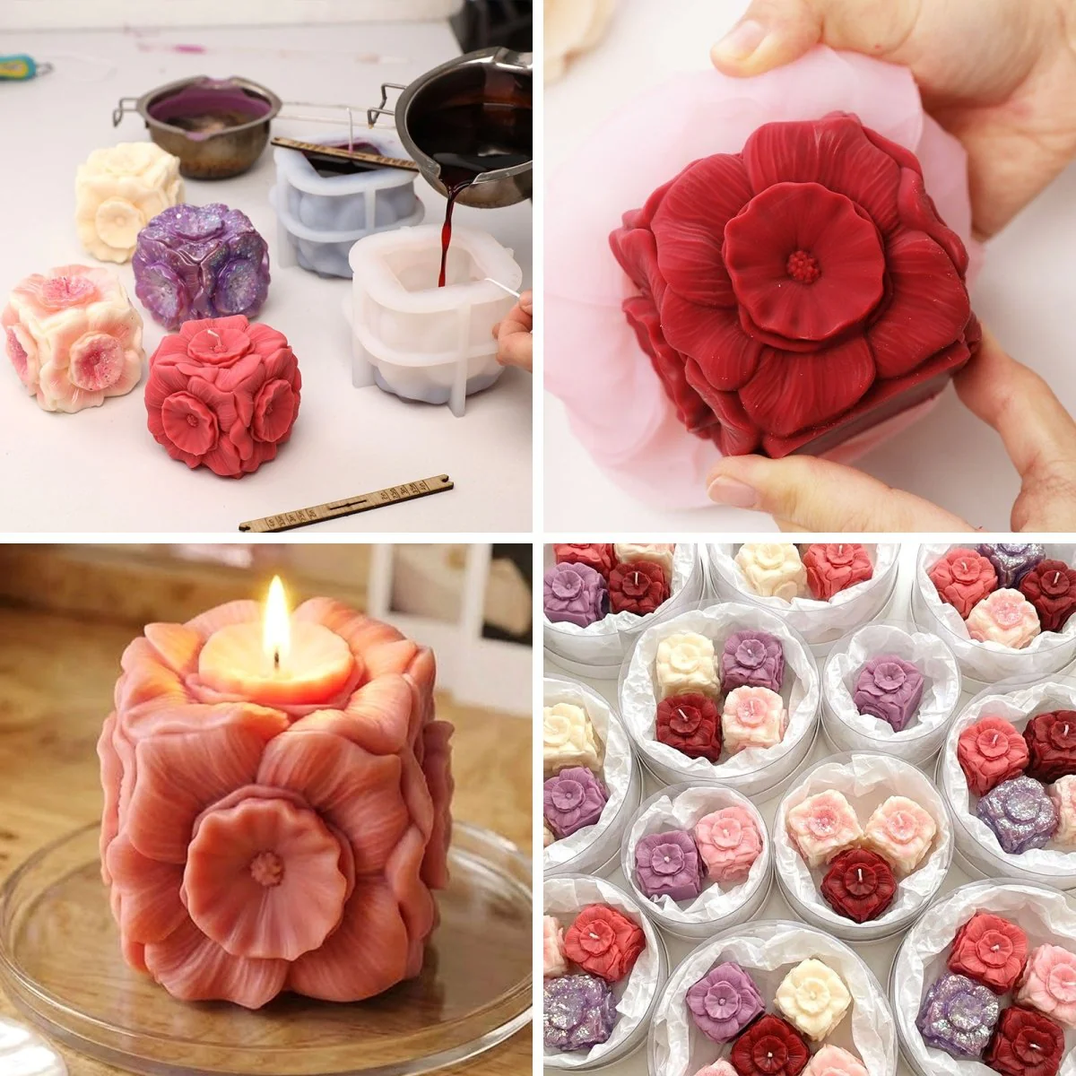 Floral Cube Candle Silicone Mold - Image 8