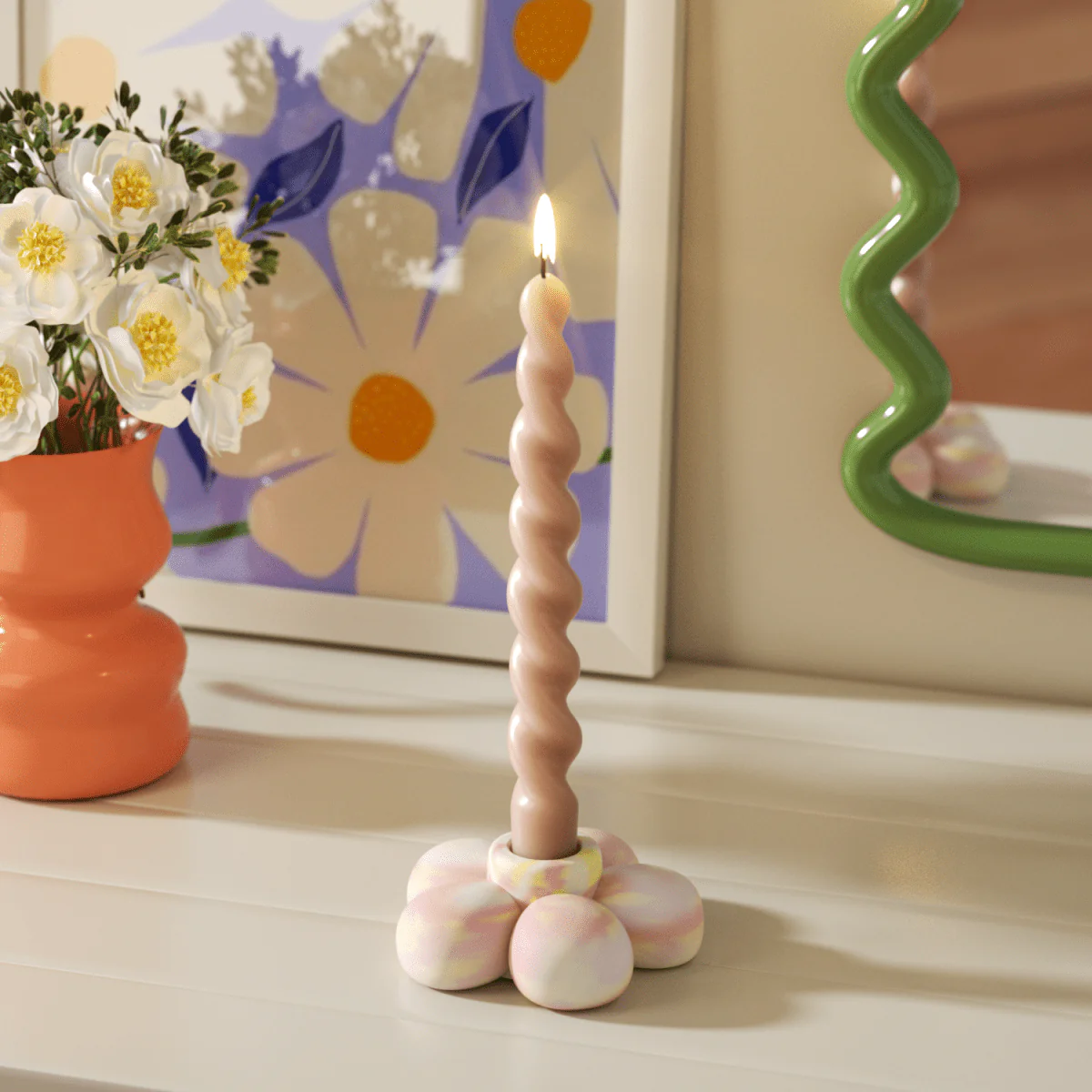 BLOSSOM Dream Candle Holder - Petal Pink & Soft Lemon - Image 3