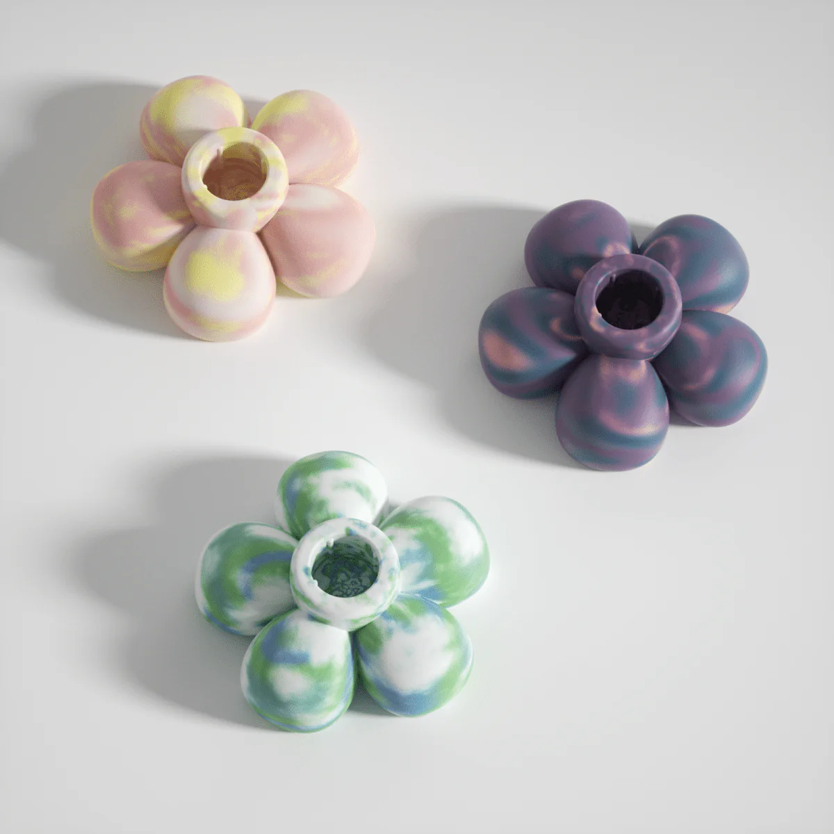 BLOSSOM Breeze Candle Holder - Sky Blue & Forest Green - Image 4