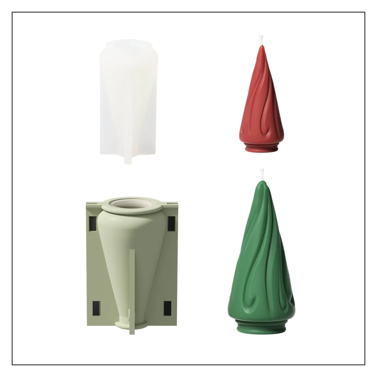 Flowing Christmas Tree Candle Silicone Mold - Image 13
