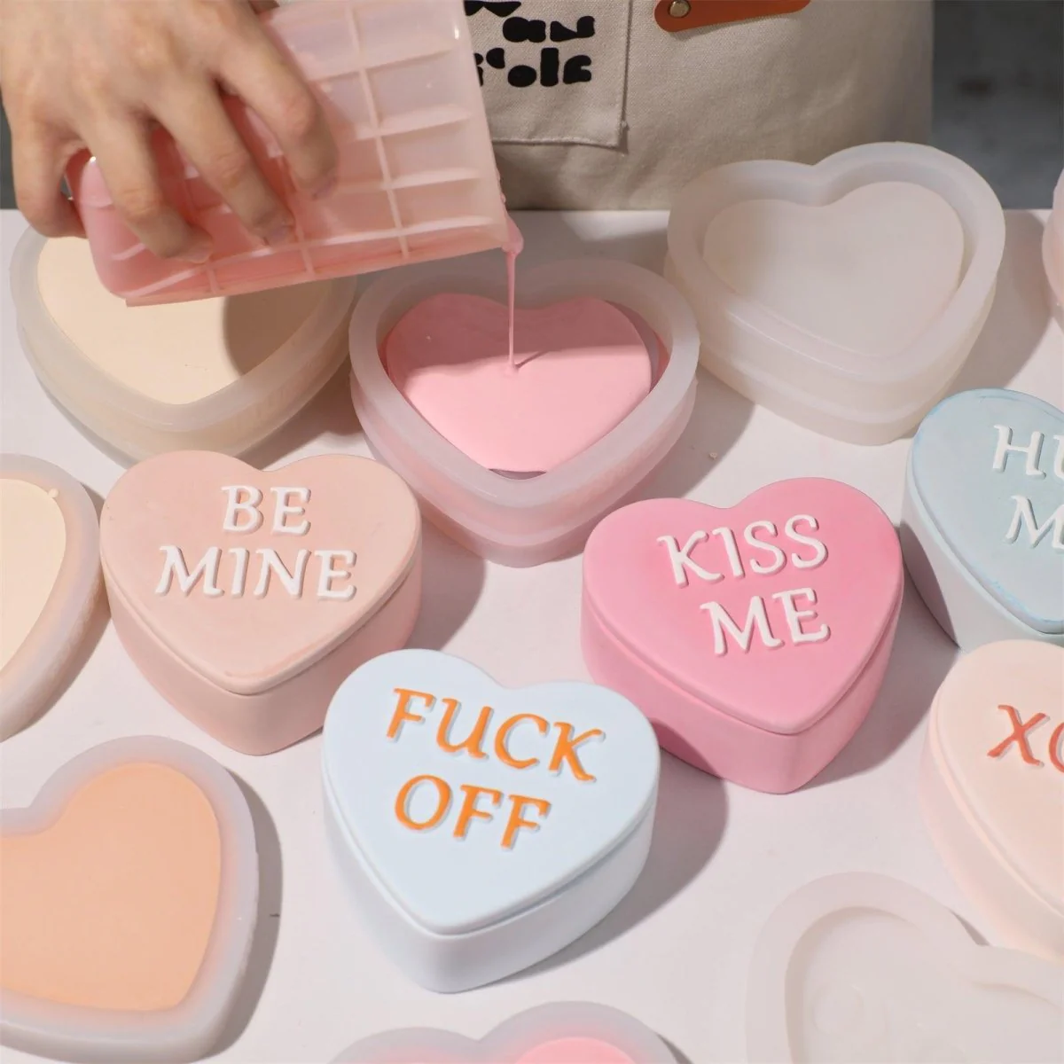 Playful Love Notes Heart Storage Jar Silicone Mold Collection - Image 3