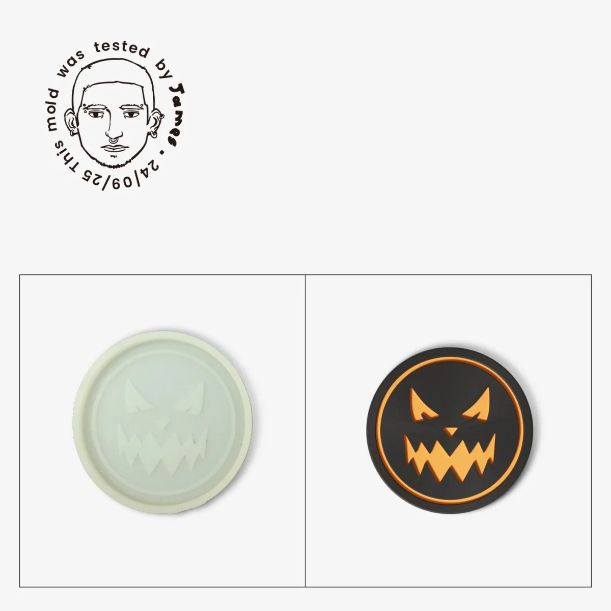 Gently Used Jack-O'-Lantern Faces Coaster Silicone Mold Collection - Image 5