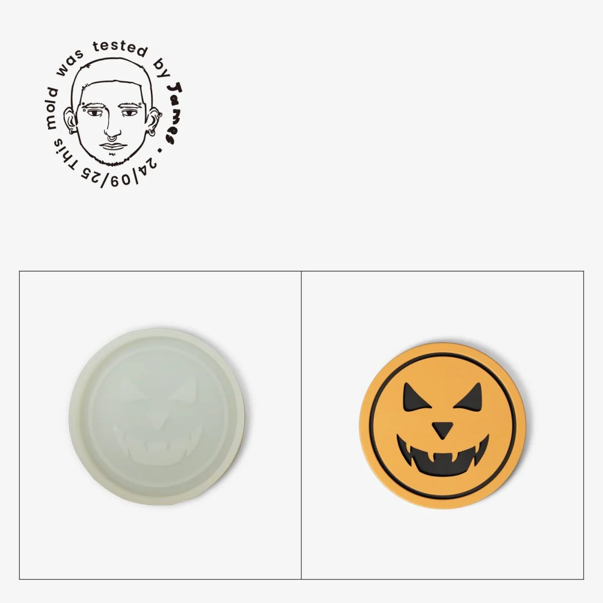 Gently Used Jack-O'-Lantern Faces Coaster Silicone Mold Collection - Image 8