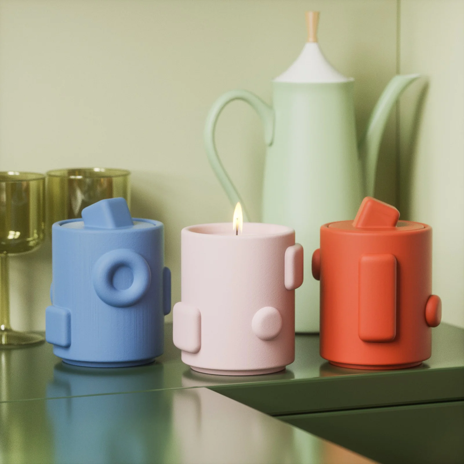 Geometric Candle Jar with Lid Silicone Mould - Image 7