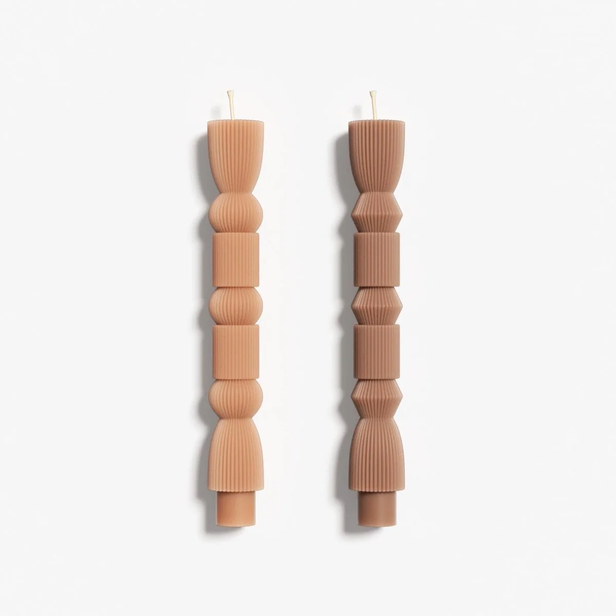 Geometric Hourglass Ribbed Taper Candle Silicone Mold