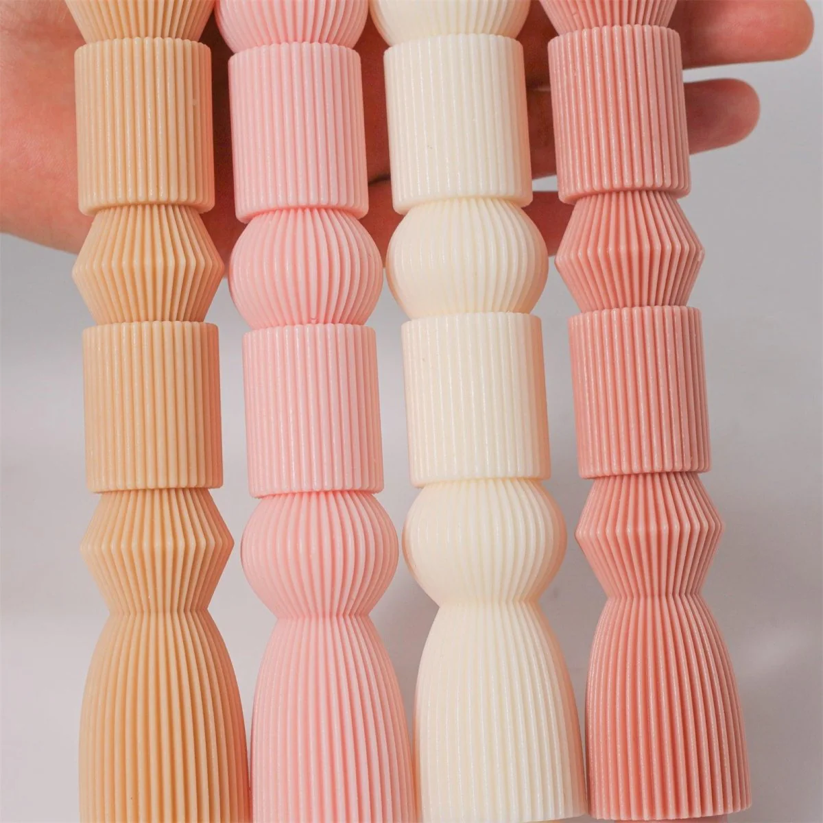 Geometric Hourglass Ribbed Taper Candle Silicone Mold - Image 8