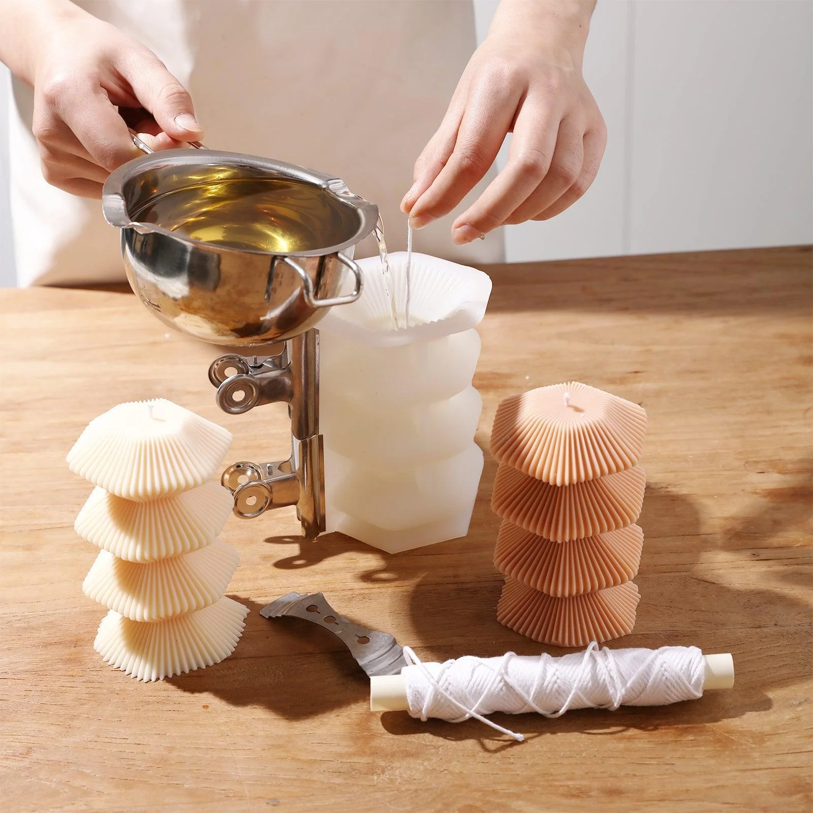 Geometric Ribbed Candle Silicone Mold - Image 3