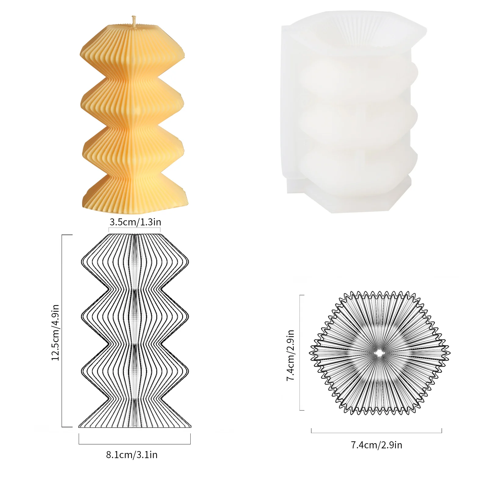 Geometric Ribbed Candle Silicone Mold - Image 8