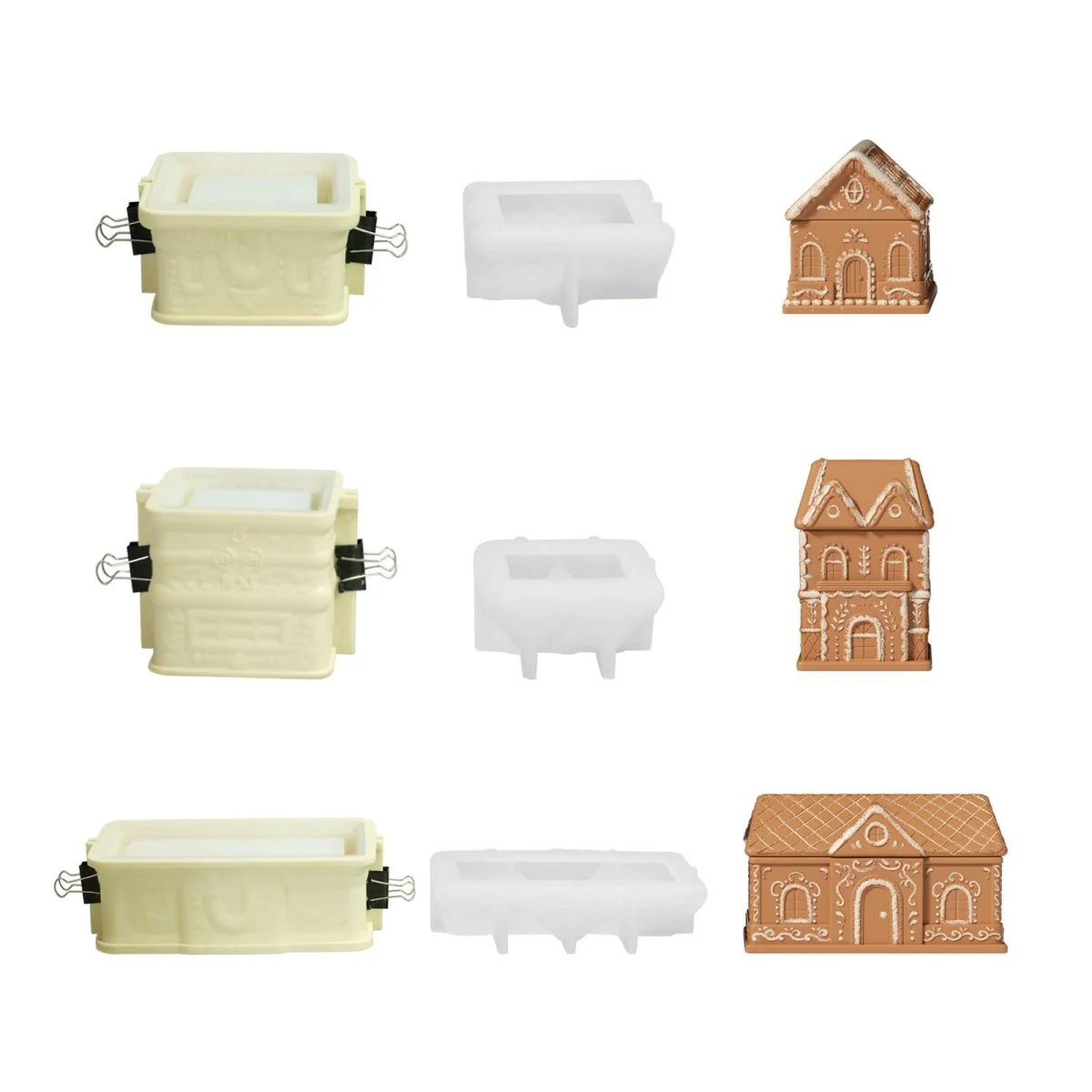 Sweet Gingerbread Cottage Candle Jar Silicone Mold Collection - Image 14