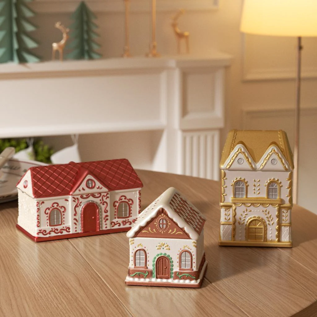 Sweet Gingerbread Cottage Candle Jar Silicone Mold Collection - Image 8