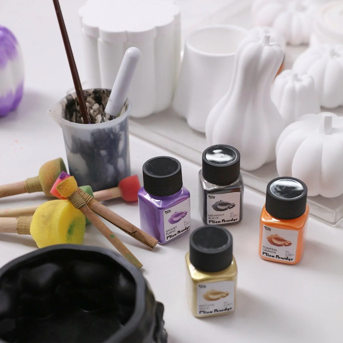 Glitter Colorable Acrylic Gloss Sealer Varnish with Mica Powder Kit-4 of Halloween Colors - Image 4