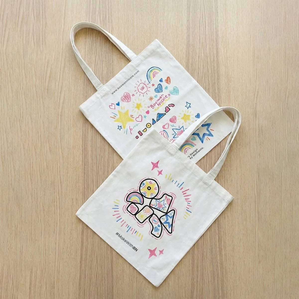 Artist Hand-Painted Canvas Tote Bag —— Childlike Wonder - Image 3