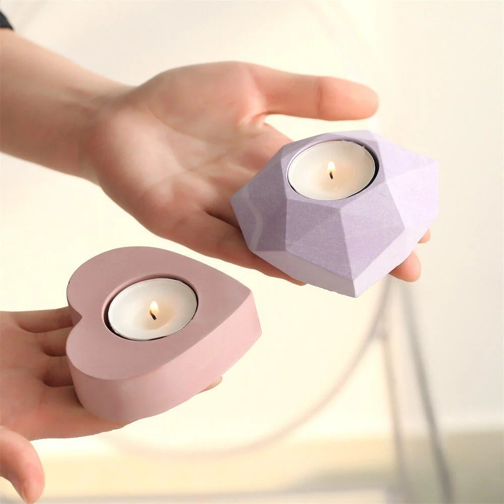 Heart Concrete Candle Holder Silicone Mold - Image 4