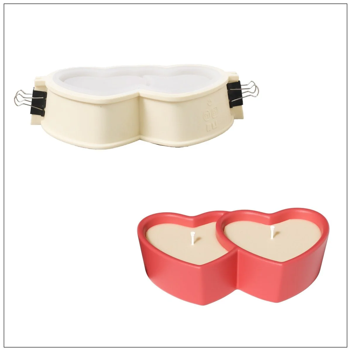 Romantic Heart-to-Heart Candle Jar Silicone Mold - Image 11