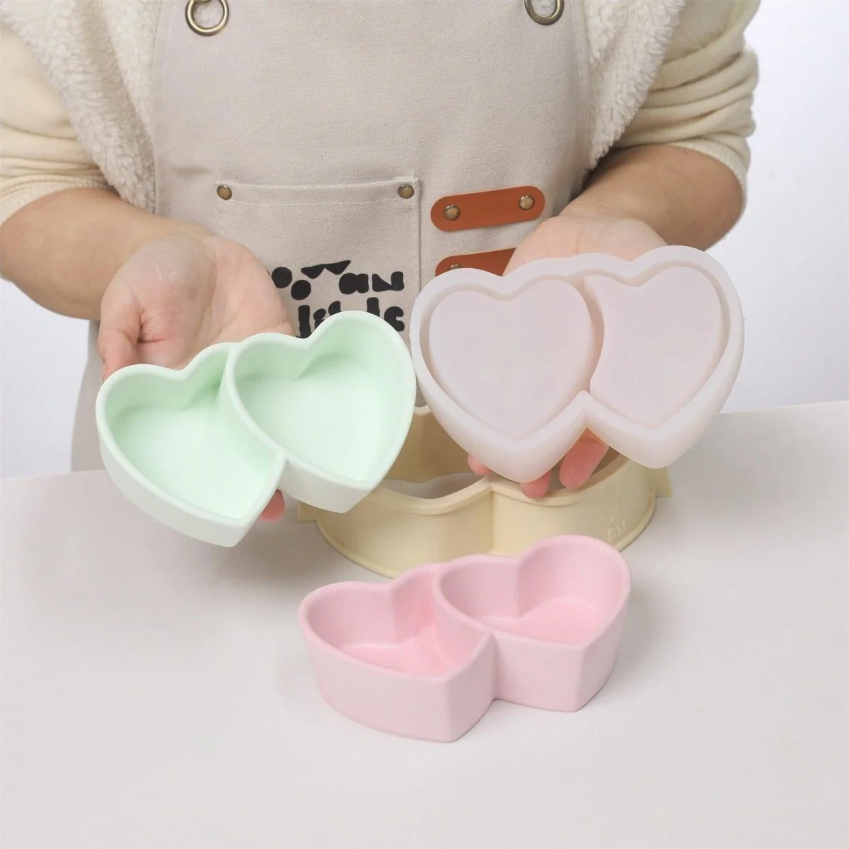 Romantic Heart-to-Heart Candle Jar Silicone Mold - Image 2