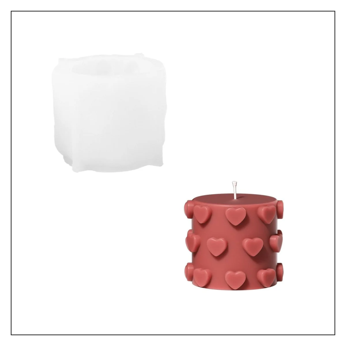 Heartfelt Harmony Pillar Candle Silicone Mold Collection - Image 12
