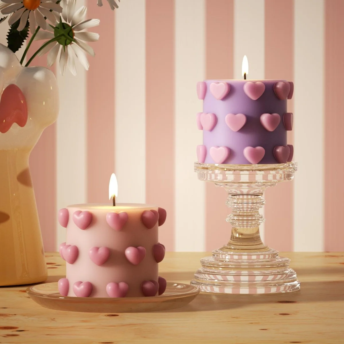Heartfelt Harmony Pillar Candle Silicone Mold Collection - Image 4