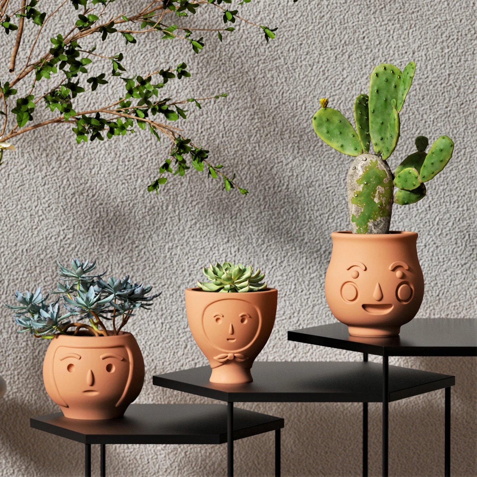 Concrete Cute Face Head Plant Pot Silicone Mold - Image 7