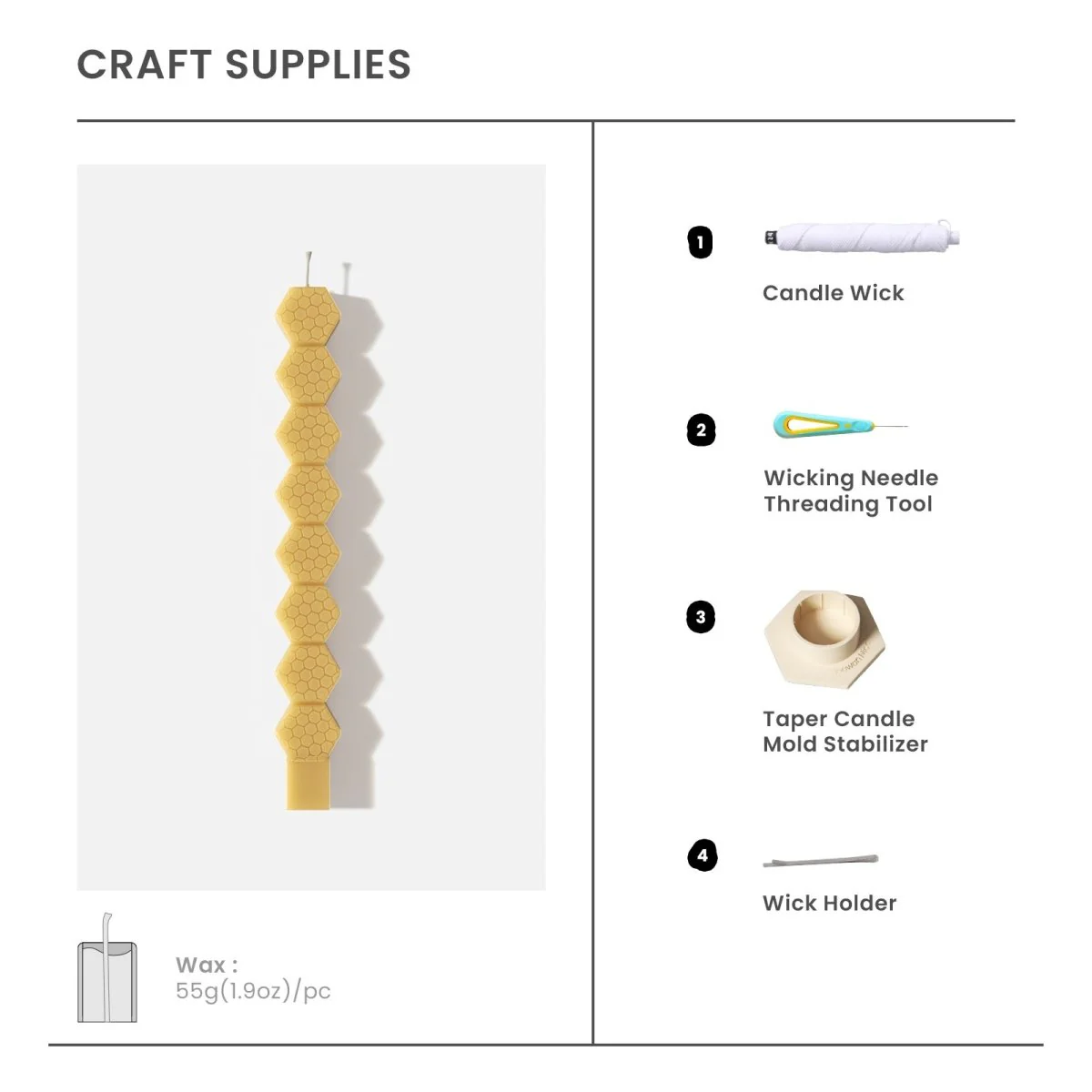 Honeycomb Ladder Taper Candle Silicone Mold - Image 6