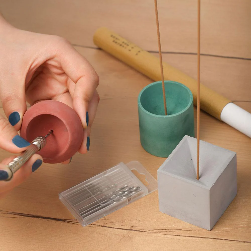 Concrete Incense Stick Holder Silicone Mold with Hand Drill Set - Image 3
