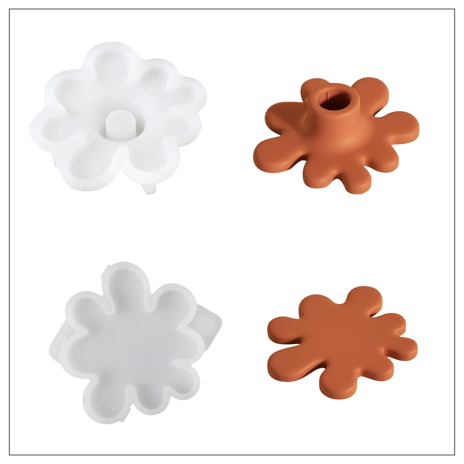 Irregular Taper Candle Holder & Coaster Silicone Mold - Image 8