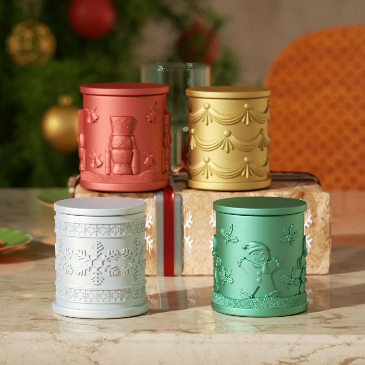 Large Joyful Christmas Tales Candle Jar Silicone Mold & 6.5oz Refill Silicone Mold Collection - Image 4